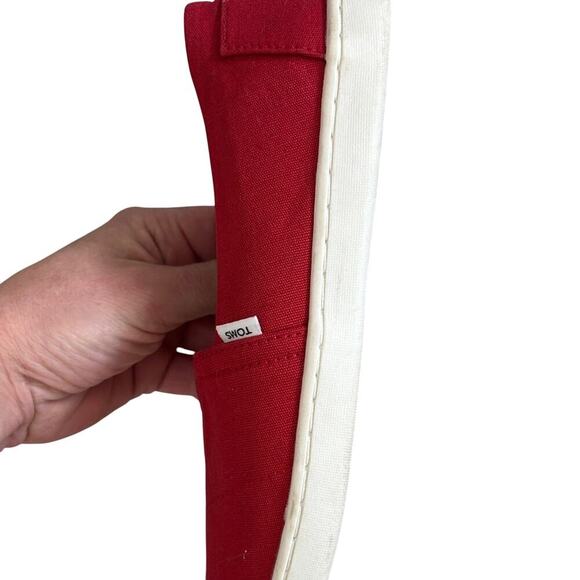TOMS Red Slip-On Shoes Alpargata Canvas Flats, kids size 2, brand new w/o box - Picture 5 of 5